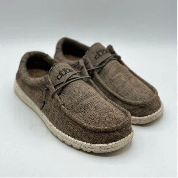 Hey Dude Men\'s Wally Eco Shoes Linen Brown Slip On Lightweight Casual Size 9 main image 8